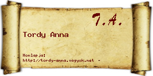 Tordy Anna névjegykártya